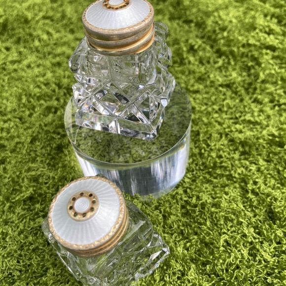 Hroar Prydz Solid Sterling Silver, White Enameled Salt and Pepper Pair / Set - Picture 2 of 16